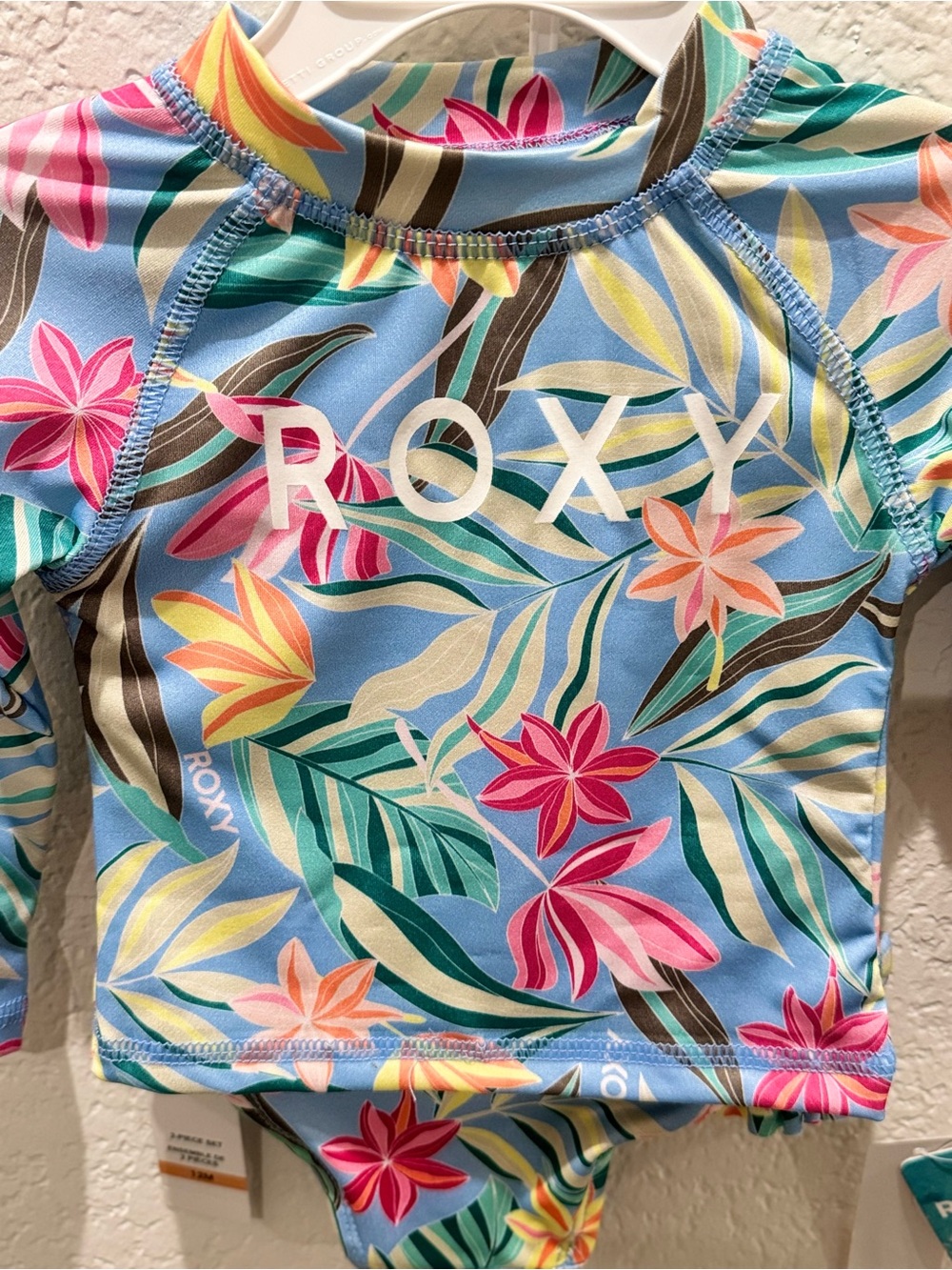 ROXY Baby Long-Sleeve Teo-Piece Rashguard Swimsuit. Size 12M - Picture 2 of 4
